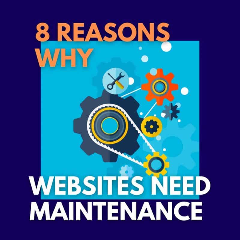 Website maintenance is shown on a diagram as a mechanical digital engine