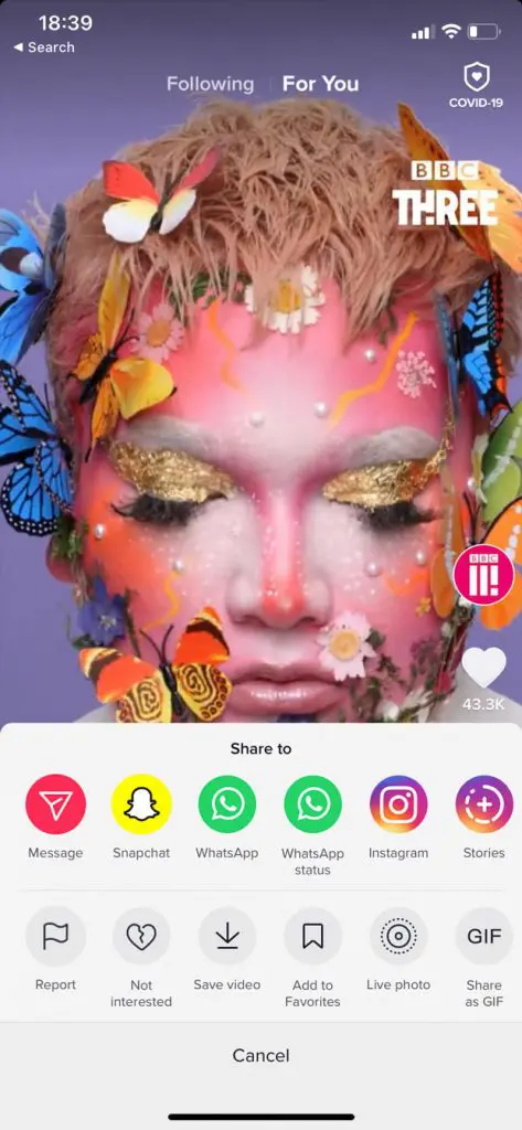 Tik Tok shows how you can share influencer content on an iPhone