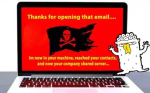 employee opens an email with an embedded virus, it has infected his machine