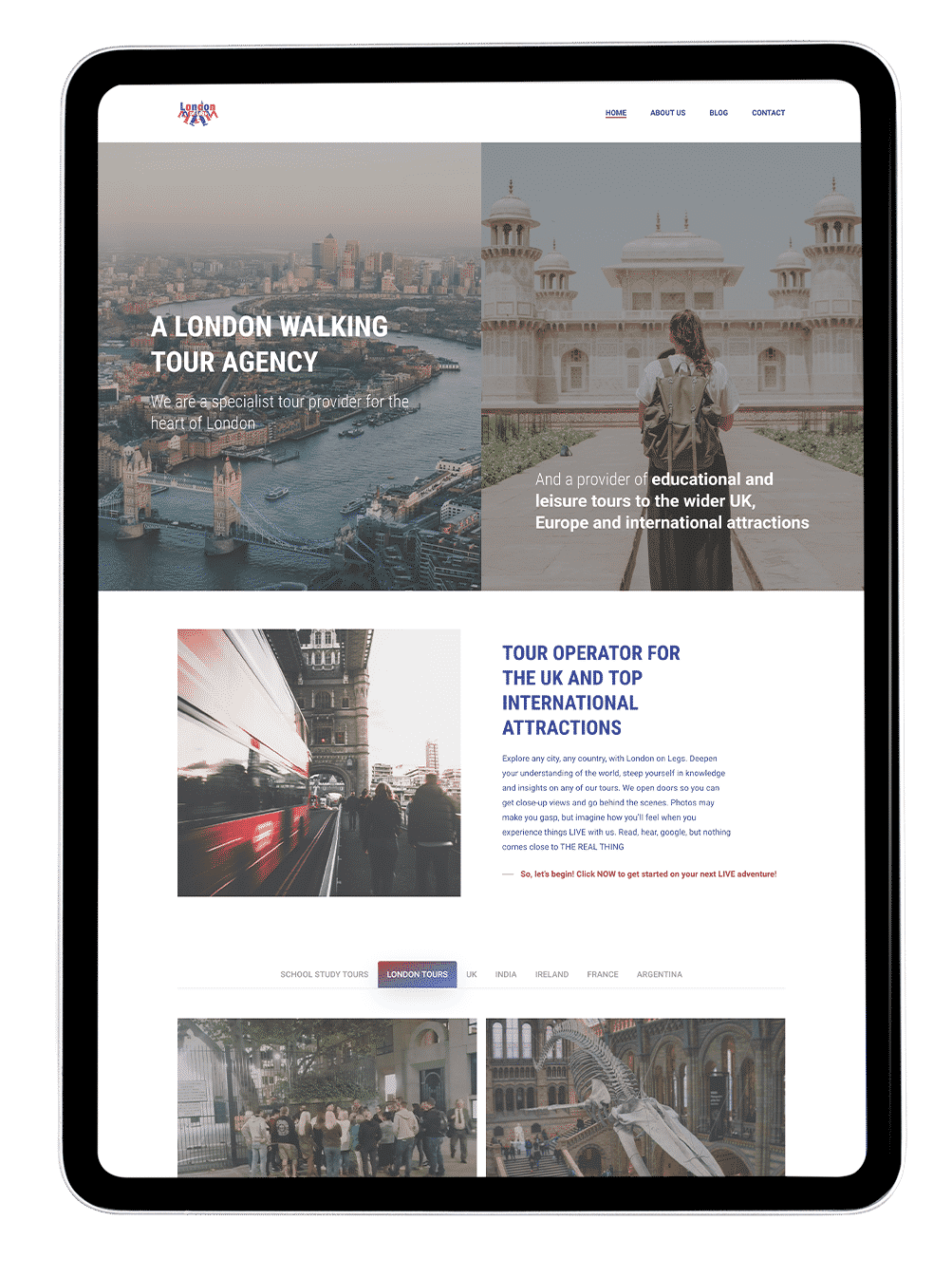 Our website design for a London tour guide