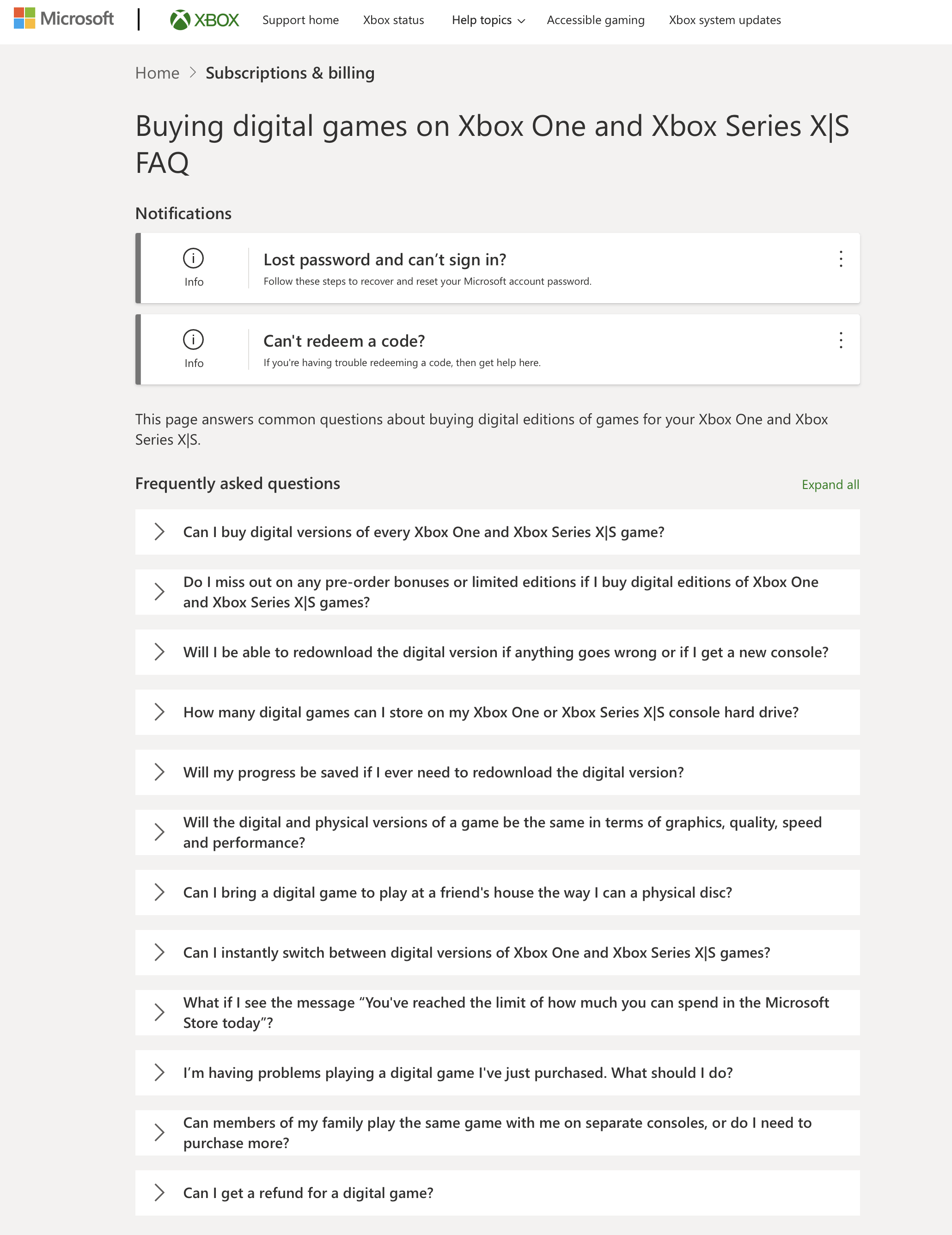 Microsoft Xbox FAQ Page
