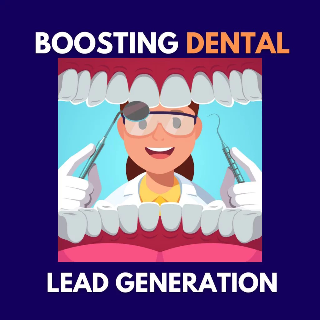 A dental technician peers into an animated patient mouth and they talk about lead generation