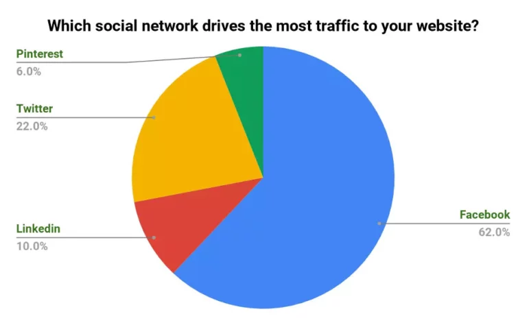 A pie chart to show which social media platform drive traffic to websites