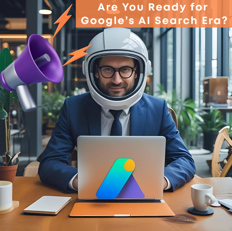 Business owners gets ready and suited up to enhance his business for Google AI Search
